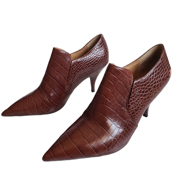 Tory Burch Size 9 Brown Georgina Crocodile Loafer Bootie - Picture 2 of 12